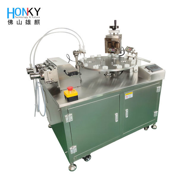 Semi-auto Small Bottle Liquid Filling And Capping Machine With Dual Channel System For Small Bottle Tube Packing Cosmetic Industry