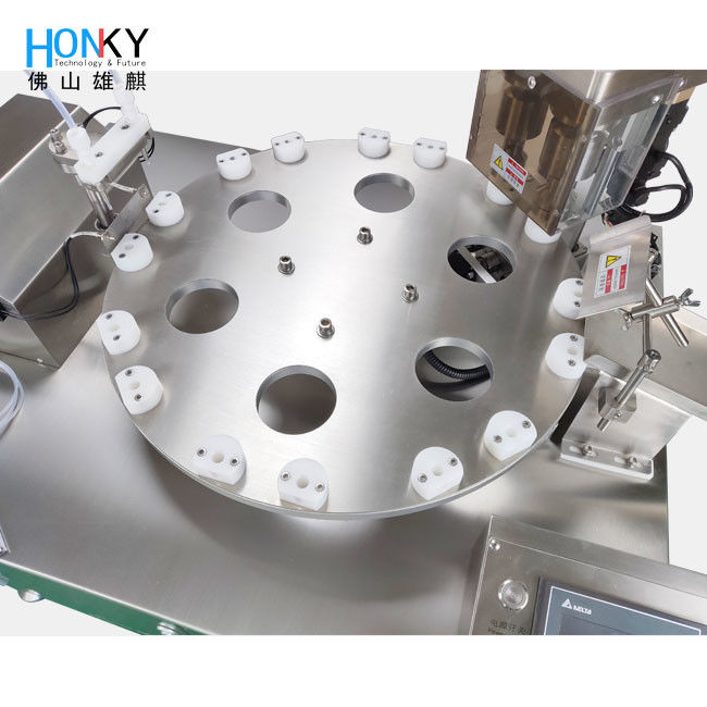 Semi-auto Small Bottle Liquid Filling And Capping Machine With Dual Channel System For Small Bottle Tube Packing Cosmetic Industry