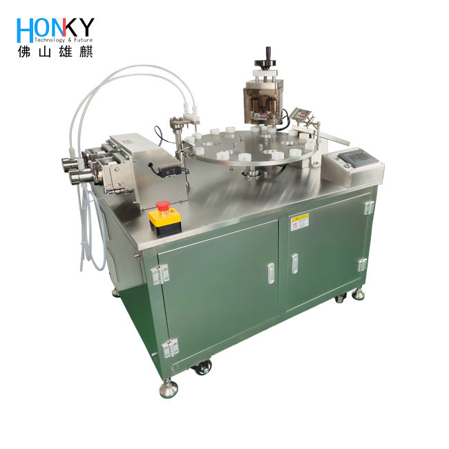 Semi-auto Small Bottle Liquid Filling And Capping Machine With Dual Channel System For Small Bottle Tube Packing Cosmetic Industry
